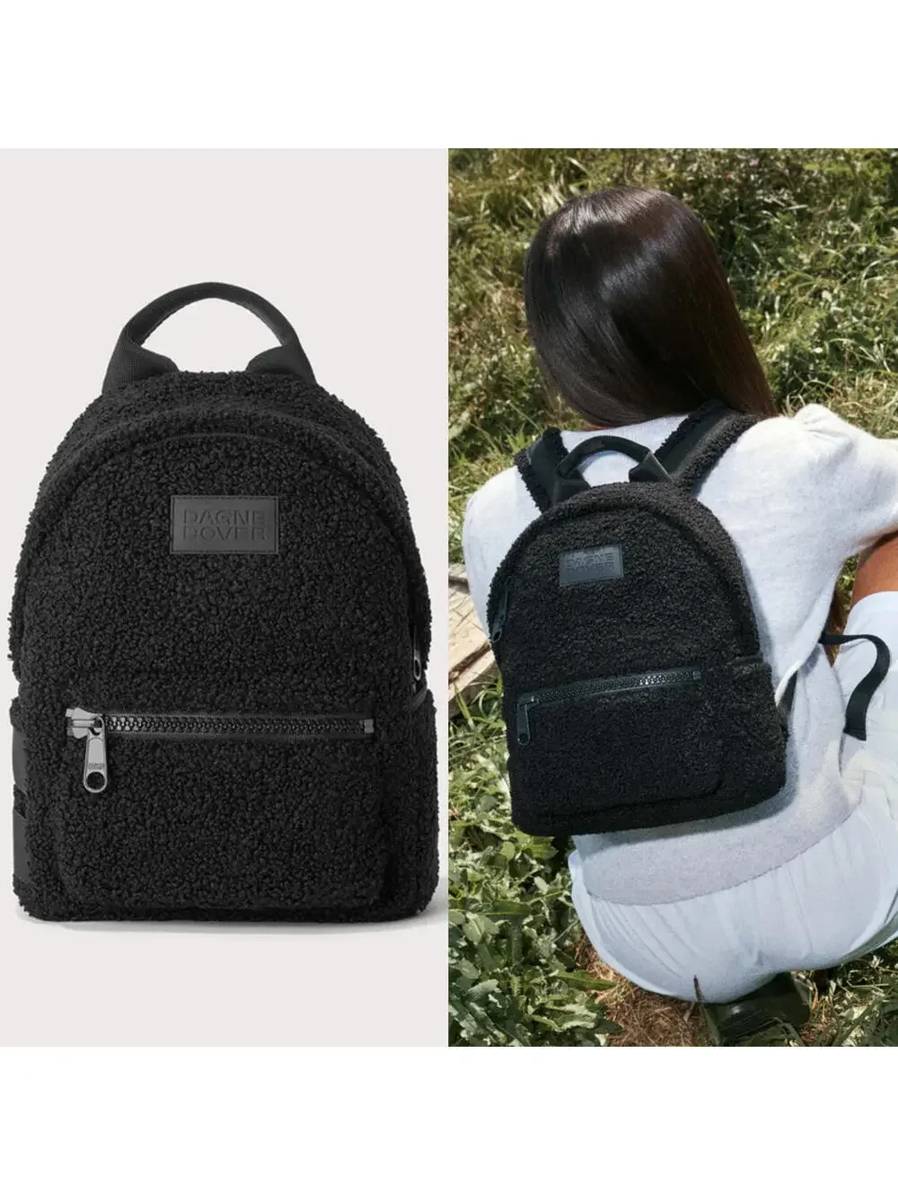 Dagne Dover Dakota Shearling Backpack Limited Edition - Onyx Black NEW Small